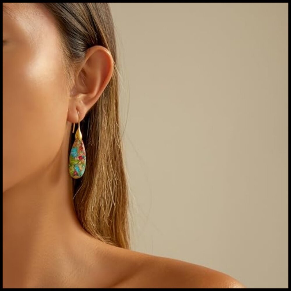 Statement Dangle Drop Earrings Gold Silver Healin… - image 2